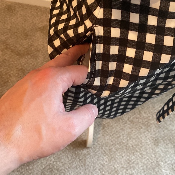 Banana Republic black and white checked shirt dress with tie - Picture 2 of 4